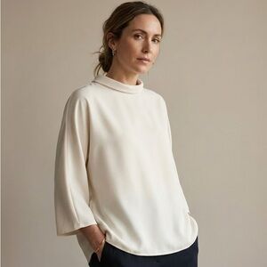 Uniqlo Draped Mock Neck Blouse | Size Large